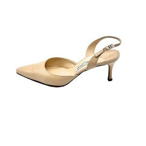 JIMMY CHOO Beige Leather Slingback Women's Shoes - Size EU 38.5/US 8